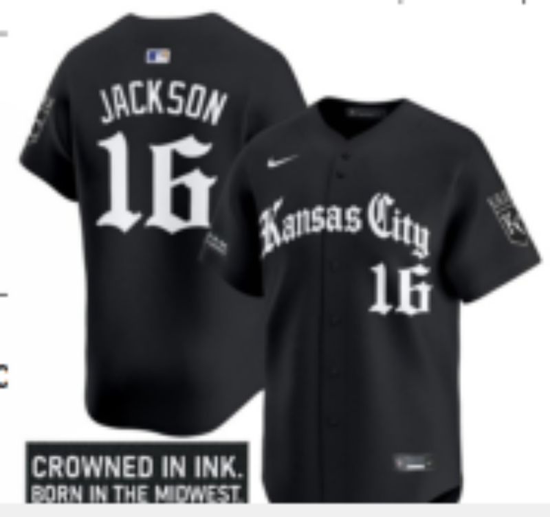 Men 2025 Kansas City Royals #16 Jackson Black Five generations Joint Name Nike MLB Jersey style 10